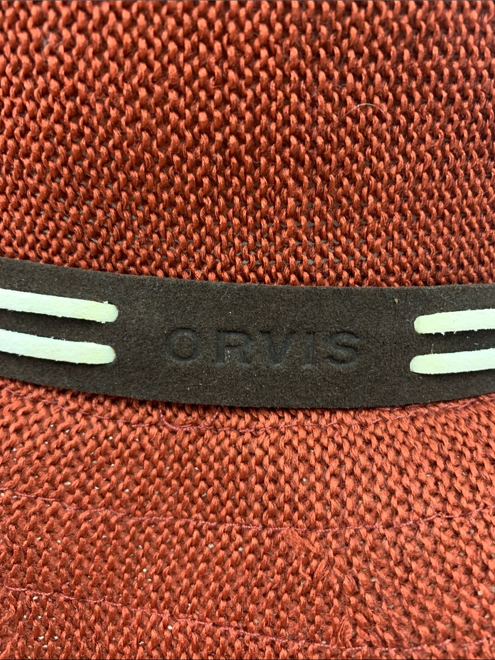 Orvis Rust brown Wide-Brim sun Hat & Dark Brown white Band Lightweight New - Picture 3 of 13